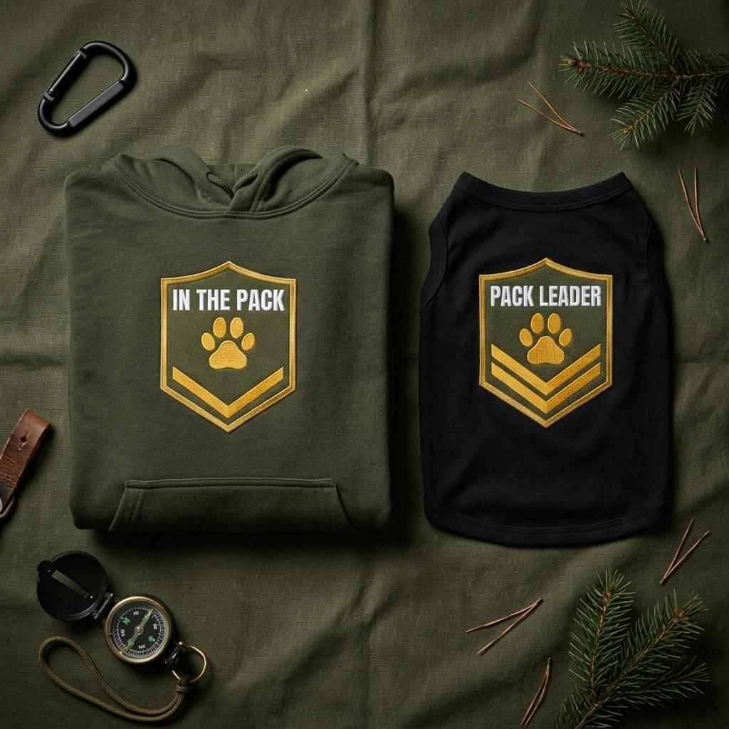 In The Pack & Pack Leader Shield Set (Army Green) | 2 Matchy Mutts